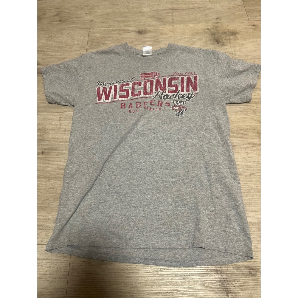 University of Wisconsin Badgers Hockey T-Shirt Mens Size Medium Kohl Center NCAA